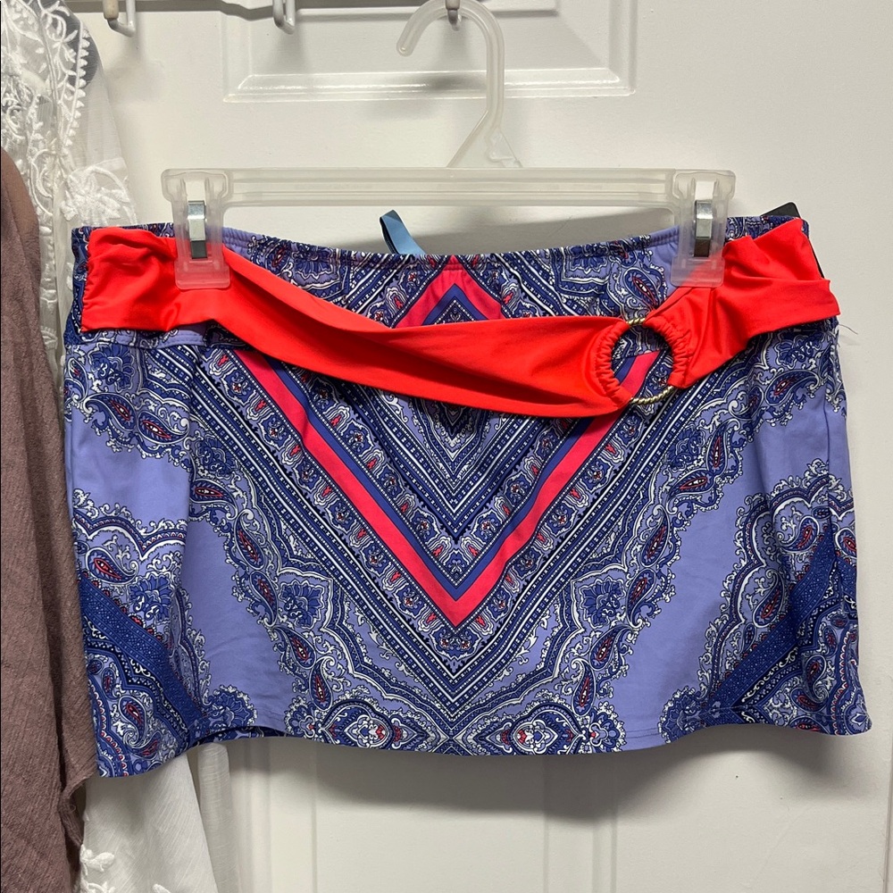 ANTONIO MELANI Purple and Orange Patterned swim skirt